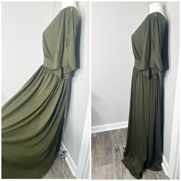 Elegant MIA JOY Olive Green Maxi Dress- NWT-LARGE - Picture 7 of 9